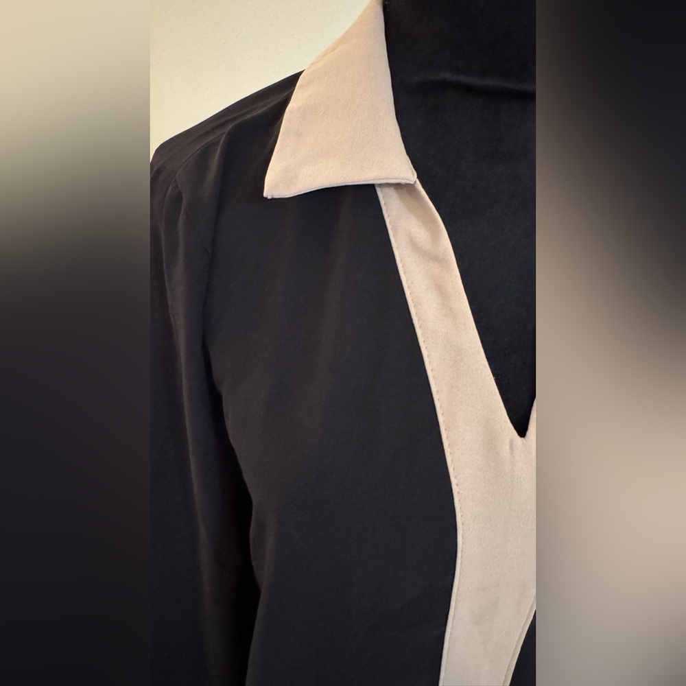 SHEIN Black & Taupe Long Sleeve Tunic Dress – Size XL - Picture 2 of 4